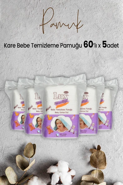 Lux Kare Bebe Temizleme Pamuğu 60' lı x 5 Adet ürün görseli 1