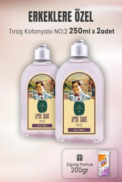 Eyüp Sabri Tuncer Tıraş Kolonyası No 2 x 2 Adet ve Zigzag Pamuk 200 gr ürün görseli 1