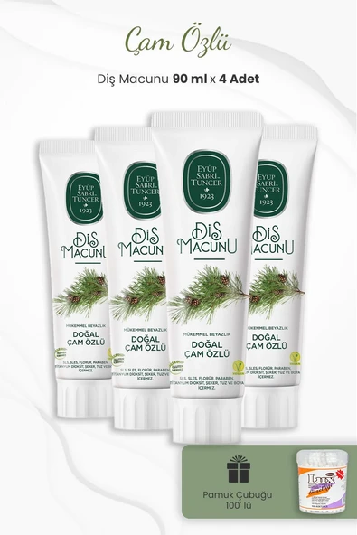 Eyüp Sabri Tuncer Çam Özlü  Diş Macunu 90 ml x 4 Adet ve Kulak Çubuğu ürün görseli 1