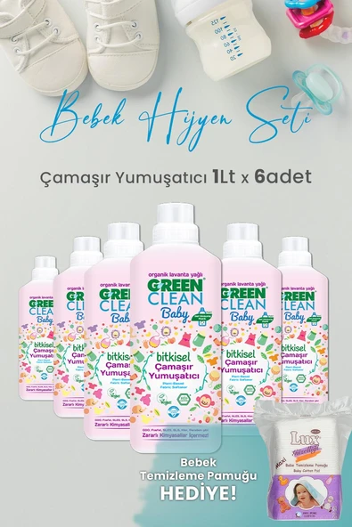 U Green Clean Baby Çamaşır Yumuşatıcı 1 L x 6 Adet ve Hediyeli ürün görseli 1