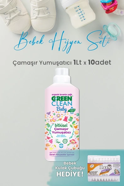 U Green Clean Baby Çamaşır Yumuşatıcı 1 L x 10 Adet ve Hediyeli ürün görseli 1