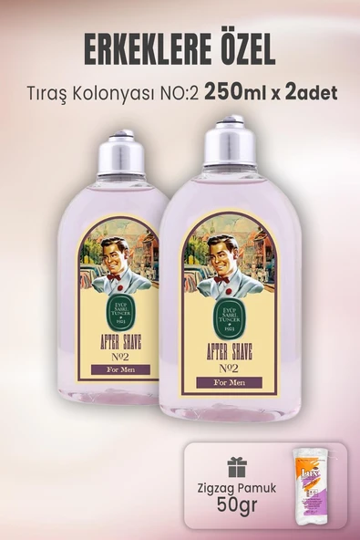 Eyüp Sabri Tuncer Tıraş Kolonyası No 2 x 2 Adet ve Zigzag Pamuk 50 gr ürün görseli 1
