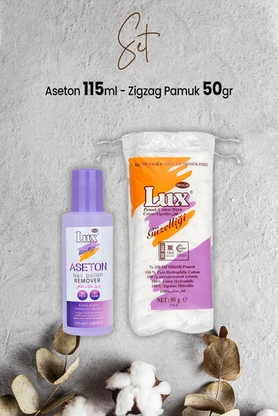 Lux Aseton 115 ml ve Zigzag Pamuk 50 gr ürün görseli 1