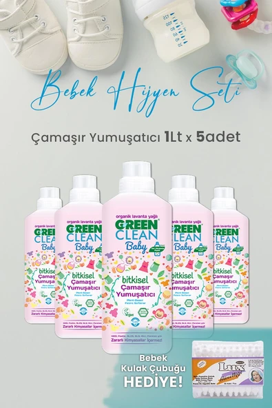 U Green Clean Baby Çamaşır Yumuşatıcı 1 L x 5 Adet ve Hediyeli ürün görseli 1