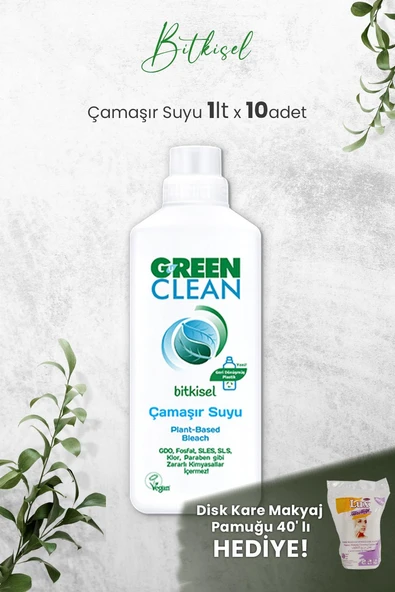 U Green Clean Bitkisel Çamaşır Suyu 1 L x 10 Adet ve Hediyeli ürün görseli 1