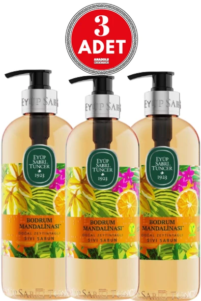 Eyüp Sabri Tuncer Bodrum Mandalinası Doğal Zeytinyağlı Sıvı Sabun 500 ml x 3 Adet ürün görseli 1