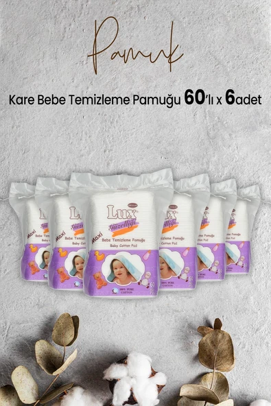 Lux Kare Bebe Temizleme Pamuğu 60' lı x 6 Adet ürün görseli 1