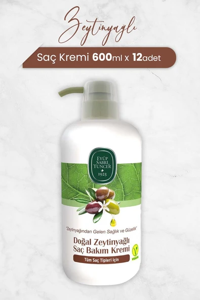 Eyüp Sabri Tuncer Doğal Zeytinyağlı Saç Kremi 600 ml x 12 Adet ürün görseli 1