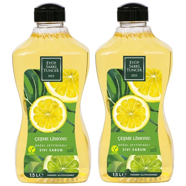 Eyüp Sabri Tuncer Doğal Zeytinyağlı Sıvı Sabun Çeşme Limonu Sıvı Sabun 1500 ml x 2 ürün görseli 1