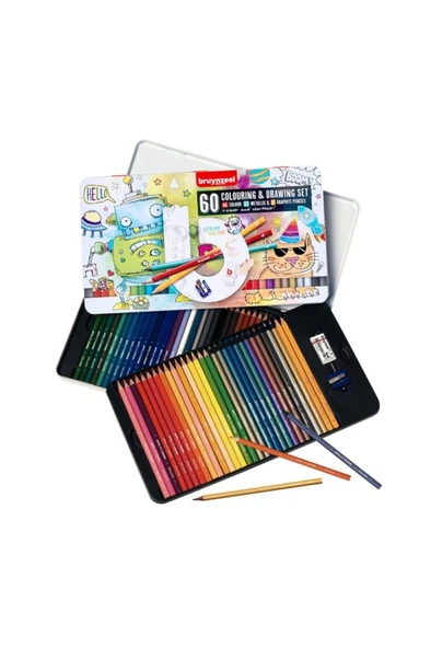 Bruynzeel Artists Drawing and Colouring Kuru Boya Seti 60 Parça ürün görseli 1