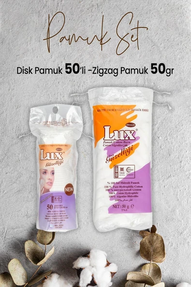 Lux Disk Makyaj Pamuğu 50'li ve Zigzag Pamuk 50 gr ürün görseli 1