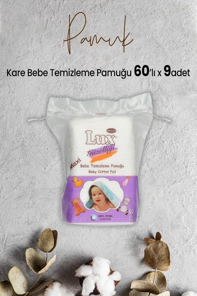 Lux Kare Bebe Temizleme Pamuğu 60' lı x 9 Adet ürün görseli 1