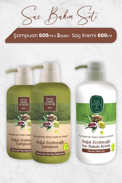 Eyüp Sabri Tuncer Zeytinyağlı Şampuan 600 ml x 2 Adet ve Saç Kremi ürün görseli 1