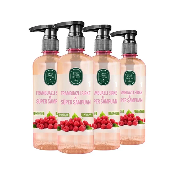 Eyüp Sabri Tuncer Frambuazlı Sirke & Süper Şampuan 500 ml x 4 ürün görseli 1