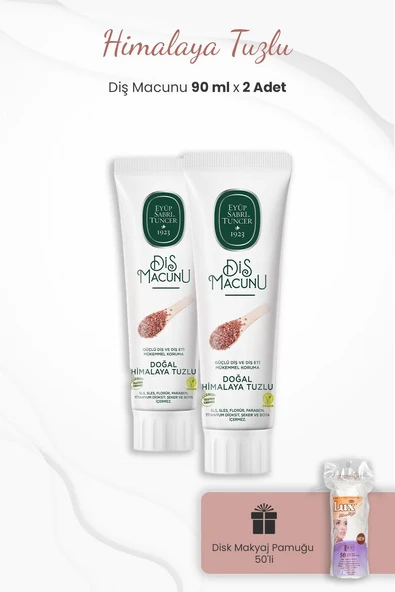 Eyüp Sabri Tuncer Himalaya Tuzlu Diş Macunu 90 ml x 2 Adet ve Disk Pamuk 50'li ürün görseli 1