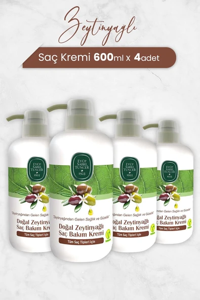 Eyüp Sabri Tuncer Doğal Zeytinyağlı Saç Kremi 600 ml x 4 Adet ürün görseli 1