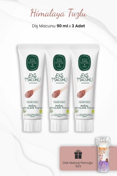 Eyüp Sabri Tuncer Himalaya Tuzlu Diş Macunu 90 ml x 3 Adet ve Disk Pamuk 50'li ürün görseli 1