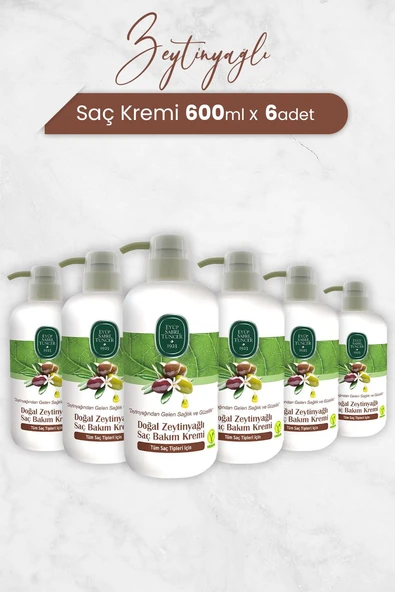 Eyüp Sabri Tuncer Doğal Zeytinyağlı Saç Kremi 600 ml x 6 Adet ürün görseli 1