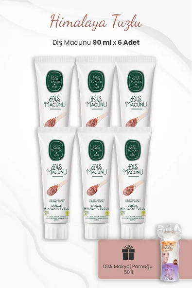 Eyüp Sabri Tuncer Himalaya Tuzlu  Diş Macunu 90 ml x 6 Adet ve Disk Pamuk 50'li ürün görseli 1