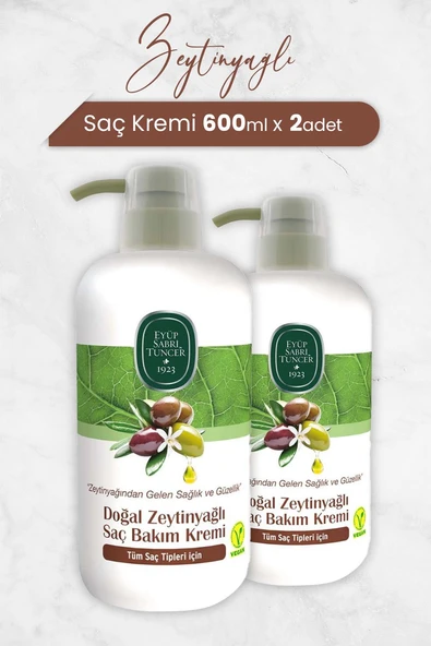 Eyüp Sabri Tuncer Doğal Zeytinyağlı Saç Kremi 600 ml x 2 Adet ürün görseli 1
