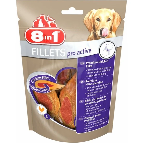 8in1 Poch Fillets Pro Active Tavuklu Glikozamin Katkılı Köpek Ödülü 80 gr ürün görseli 1