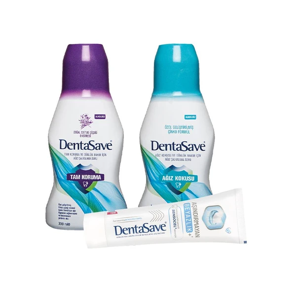 DentaSave Ağız Çalkalama Suyu Ağız Kokusu Çinko, Cistus 300 ml ve Diş Macunu Aşındırmayan Beyazlık 75 ml dvc-5004769-17201 ürün görseli 1