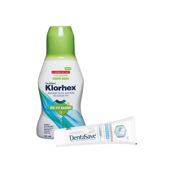 Dentasave Klorhex Günlük Bakım Ağız Çalkalama Suyu 300 ml ve Diş Macunu Aşındırmayan Beyazlık 75 ml dvc-5004754-17175 ürün görseli 1