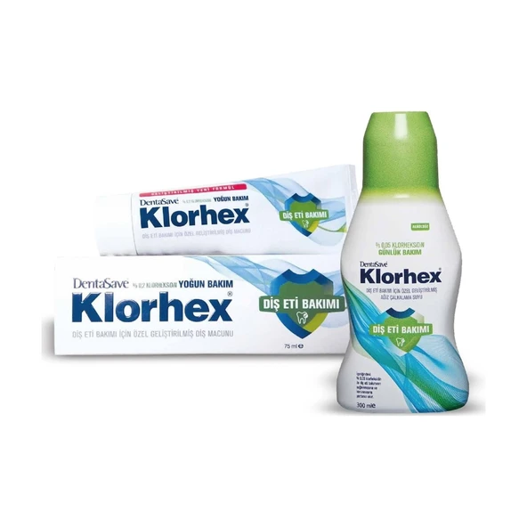 Dentasave Klorhex Günlük Bakım Ağız Çalkalama Suyu 300 ml ve Yoğun Bakım Diş Macunu 75 ml dvc-5004861-17259 ürün görseli 1