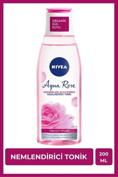 NIVEA Aqua Rose Organik Gül Suyu İçeren Nemlendirici Tonik 200ml, Nemlendirici, Gözenek Arındırıcı ürün görseli 1