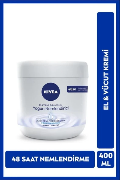NIVEA Yoğun Nemlendirici El Ve Vücut Bakım Kremi 400ml, 48 Saat Yoğun Nemlendirici, Kuru Cilt Tipleri ürün görseli 1
