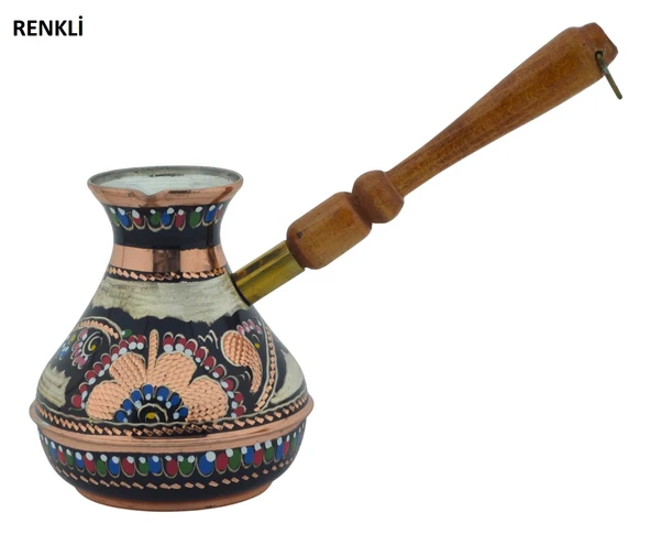 Bakır Sade Zarif Minimal 500ml Türk Kahvesi Renkli Rus Cezvesi ürün görseli 1