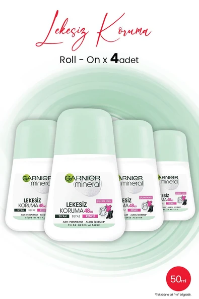 Garnıer Mineral Roll On Lekesiz Koruma 48 Saat 50 ML x 4 Adet ürün görseli 1
