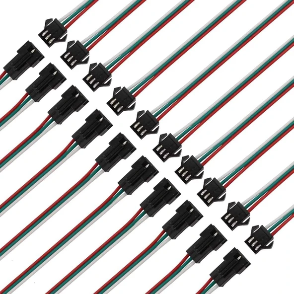 10 Adet JST SM 3 Pin Konektör LED Güç Erkek Dişi SM bağlantı Kablo Adaptör WS2812B WS2812 WS2811 LED Işık Şeridi ürün görseli 1