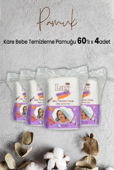 Lux Kare Bebe Temizleme Pamuğu 60' lı x 4 Adet ürün görseli 1