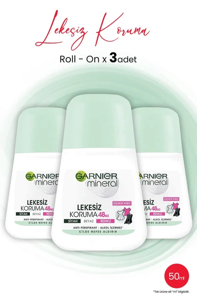 Garnıer Mineral Roll On Lekesiz Koruma 48 Saat 50 ML x 3 Adet ürün görseli 1
