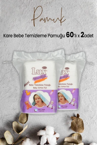 Lux Kare Bebe Temizleme Pamuğu 60' lı x 2 Adet ürün görseli 1