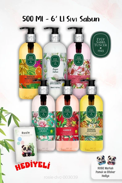 Eyüp Sabri Tuncer 500 Ml 6'lı Sıvı Sabun Karma Paket ve ROSİE Hediyeli ürün görseli 1