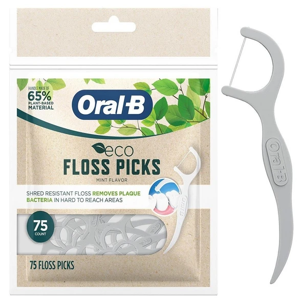 Oral-B eco Sustainable Dental Floss Picks Mint 75 Picks ürün görseli 1