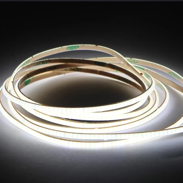 COB Led şerit 5metre 12V 320LED/m 6500K soğuk beyaz 10W 8mm IP20 aydınlatma ışık hortum kendinden yapışkanlı ürün görseli 1