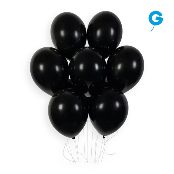 Balon Tek Renk 10" 100lü Siyah Gemar ürün görseli 1