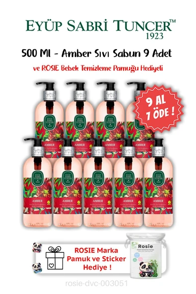 Amber Sıvı Sabun 9 AL 7 ÖDE 500 ML ve ROSIE Hediyeli ürün görseli 1