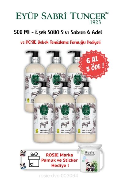 Eşek Sütlü Sıvı Sabun 500 ML 6 AL 5 ÖDE ve ROSIE Hediyeli ürün görseli 1