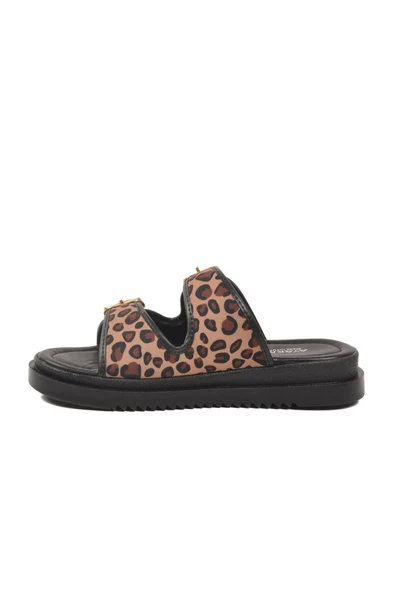 Leopar Desenli Tekstil Kadın Terlik - Resim 4
