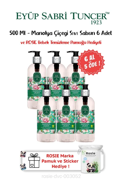 Manolya Çiçeği 6 AL 5 ÖDE Sıvı Sabun 500 ML ve ROSIE Hediyeli ürün görseli 1