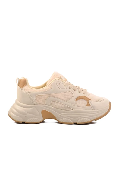 Bej Taba Fileli Kadın Spor Ayakkabı Sneaker ürün görseli 1
