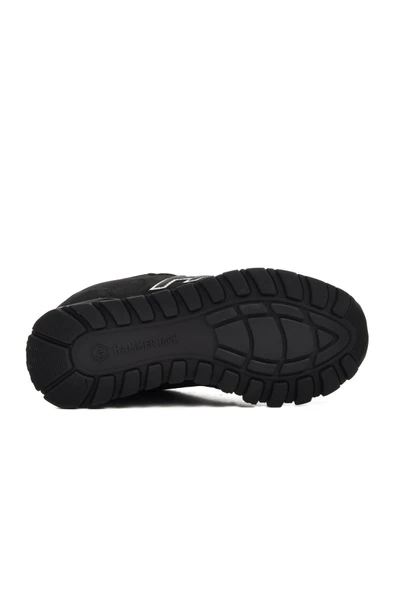 Siyah Suni Deri Unisex Sneaker - Resim 5
