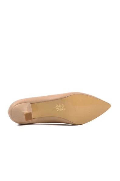 Bej Cilt Kadın Topuklu Ayakkabı - Resim 5