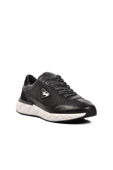Siyah Beyaz Erkek Sneaker - Resim 3