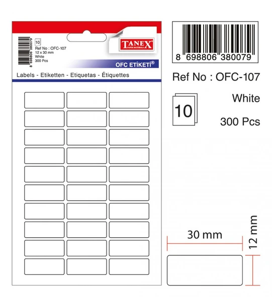 300'lü Beya Etiket 12x30mm ürün görseli 1