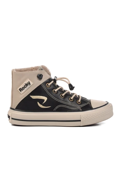 Siyah Bej Çocuk Hi Sneaker Ayakkabı ürün görseli 1